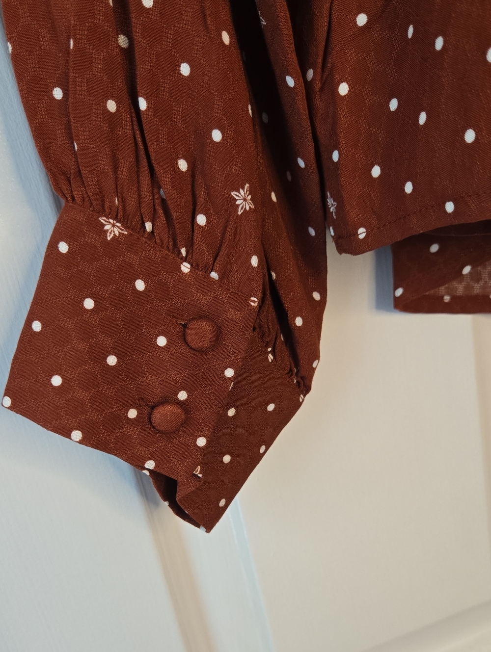 Liz Claiborne Women's Rust Brown Printed Blouse Size Large Long Sleeve Business - Picture 9 of 10